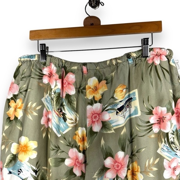Island Traders Drawstring Waist Cropped Beach Pants, Postcard Print, Size XXL - Picture 10 of 12